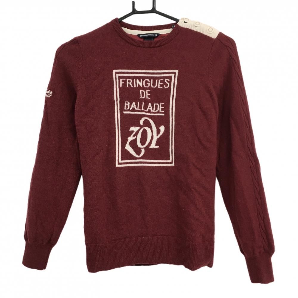 美品】ゾーイ セーター レッド×白 フロントロゴ 肩ボタン 裏地付き