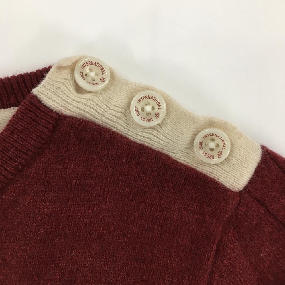美品】ゾーイ セーター レッド×白 フロントロゴ 肩ボタン 裏地付き