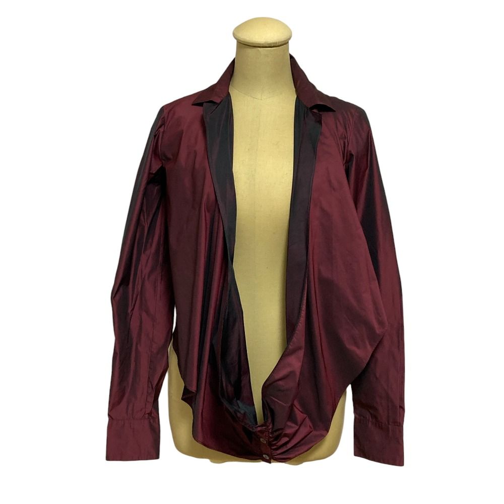 美品 ROMEO GIGLI ロメオジリ サテン ロングスリーブ デザインシャツ