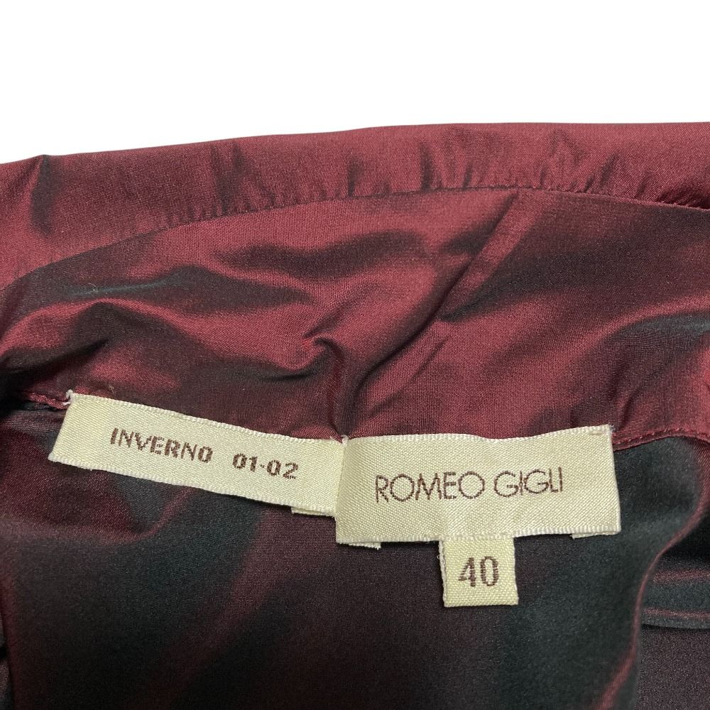 美品 ROMEO GIGLI ロメオジリ サテン ロングスリーブ デザインシャツ