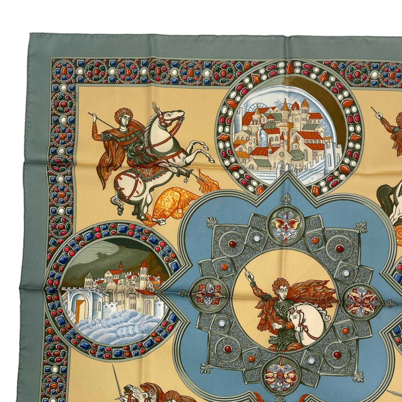 Hermès Silk Scarf LE TRIOMPHE DU PALADIN 90cm or Like | eBay