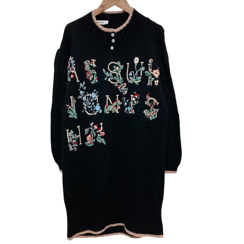 美品 INGEBORG インゲボルグ シルク カシミヤブレンド エンブロイ