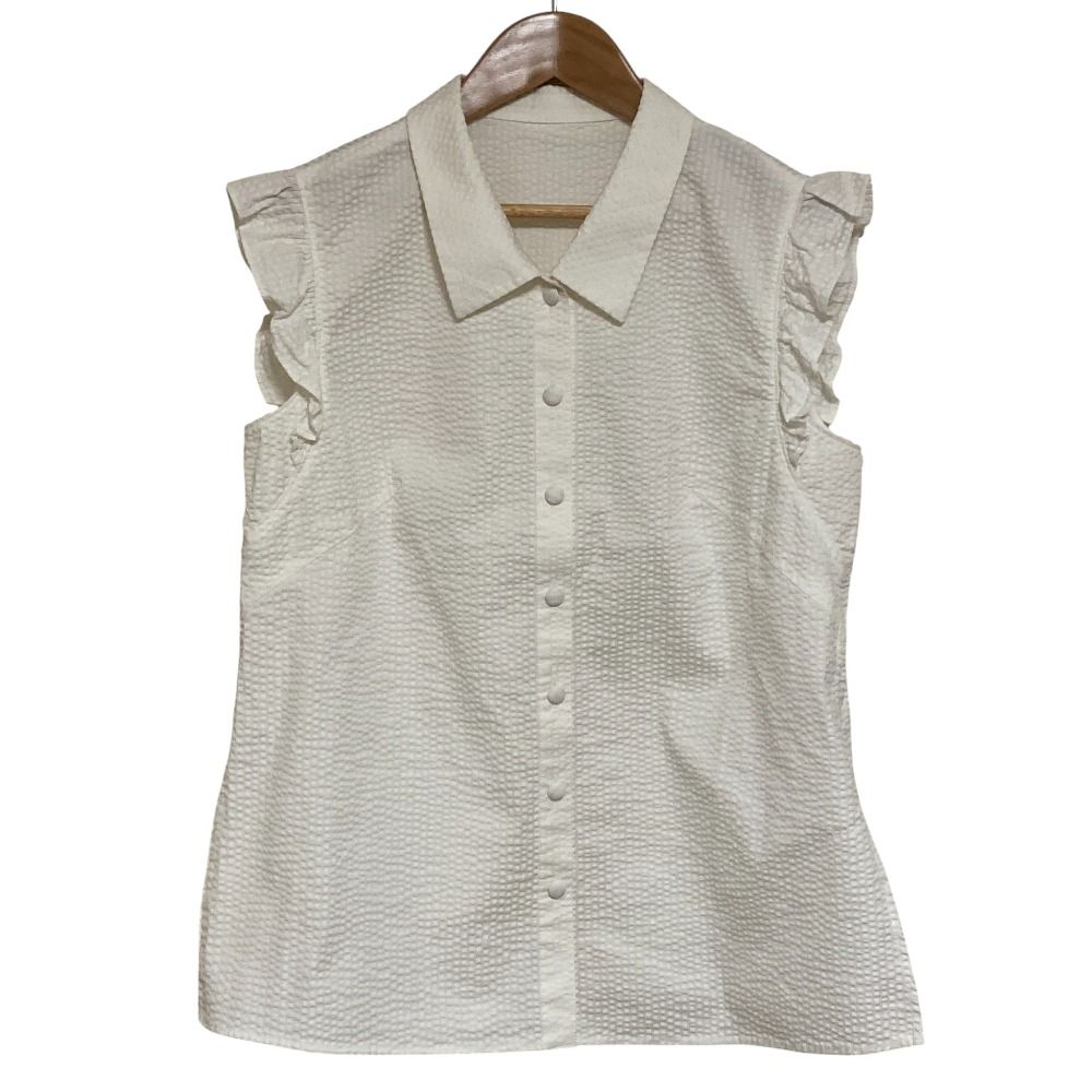 美品 23年商品 Rene ルネ シアサッカー フリルスリーブ ブラウス