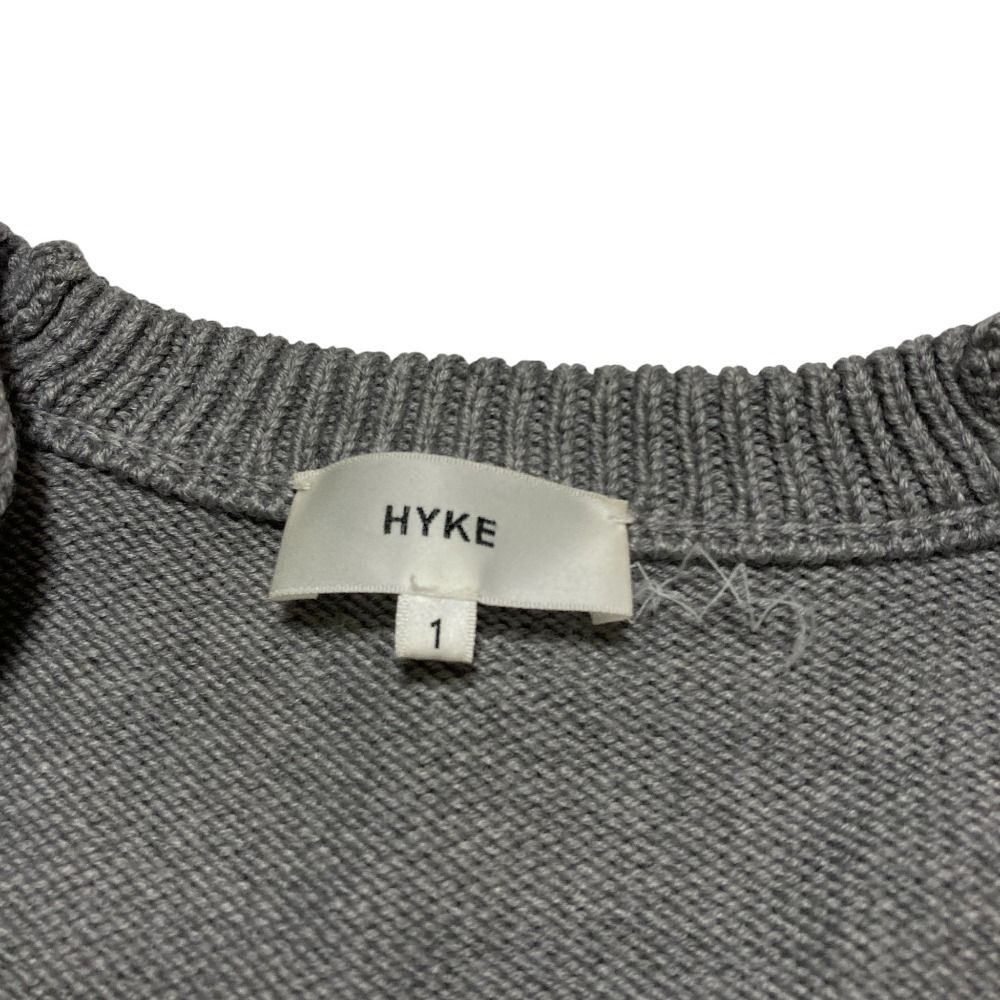 良品 HYKE ハイク Vネック リブニットカーディガン サイズ1 グレー