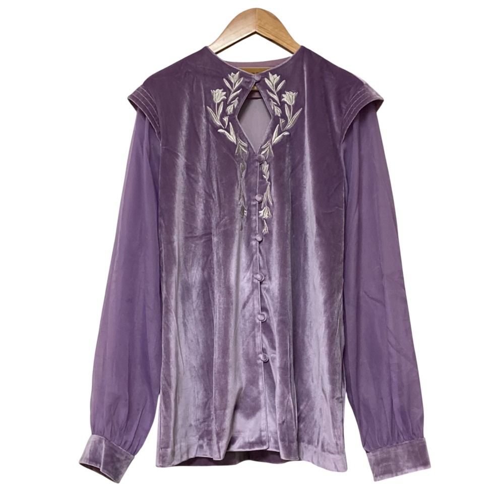 美品 AMERI アメリ UND VELOUR EMBROIDERY BLOUSE シアースリーブ