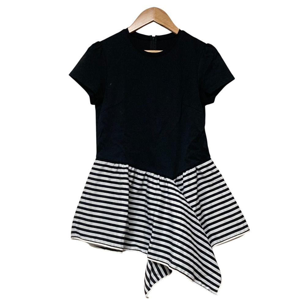 【美品】ボーダーズアットバルコニー ASYMMETRIC TEE 38 美品 BORDERS at BALCONY ボーダーズアットバルコニー ASYMMETRIC TEE