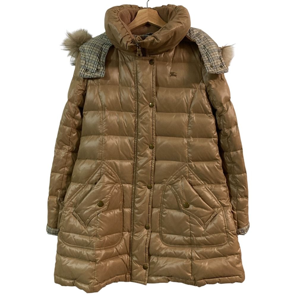 美品 BURBERRY BLUE LABELバーバリーブルーレーベル ブード付き ダウン