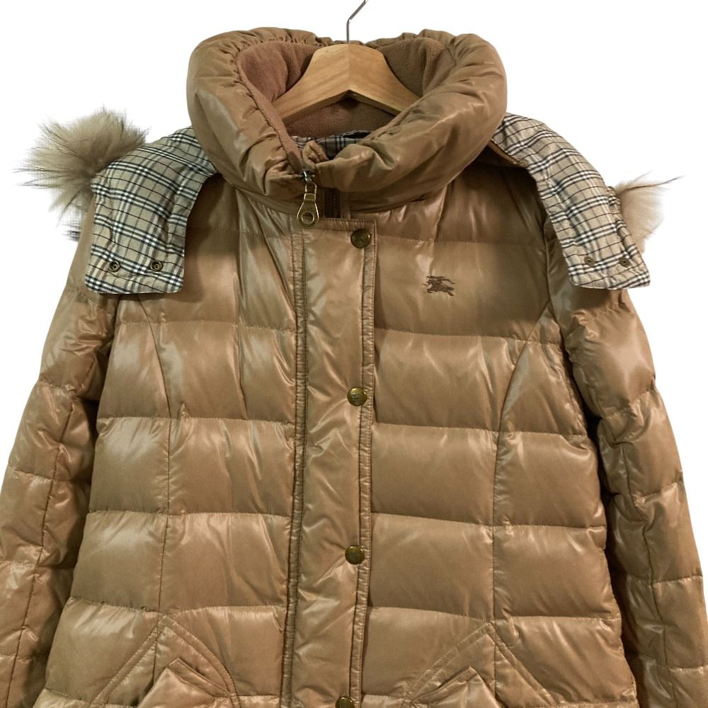 美品 BURBERRY BLUE LABELバーバリーブルーレーベル ブード付き ダウン