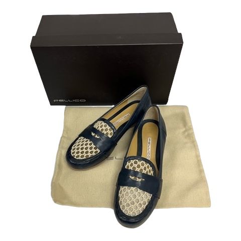 ペリーコ PELLICO パンプス 無地 イタリア製 35 1/2 紺 ネイビー