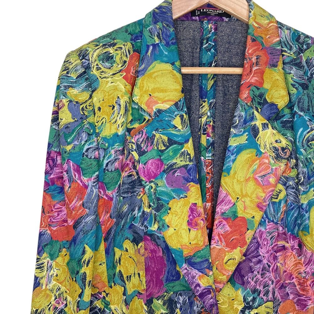 良品 LEONARD レオナール フラワーペイント シルク デニムジャケット