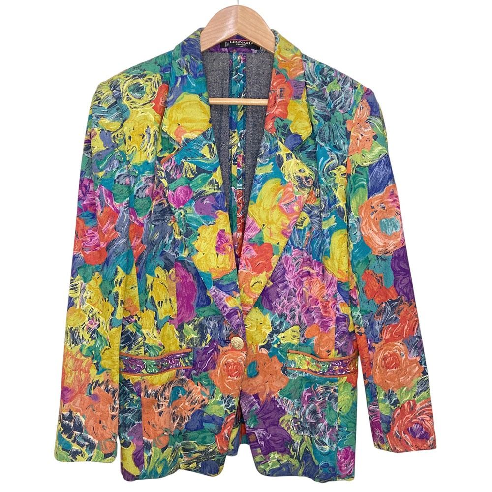 良品 LEONARD レオナール フラワーペイント シルク デニムジャケット
