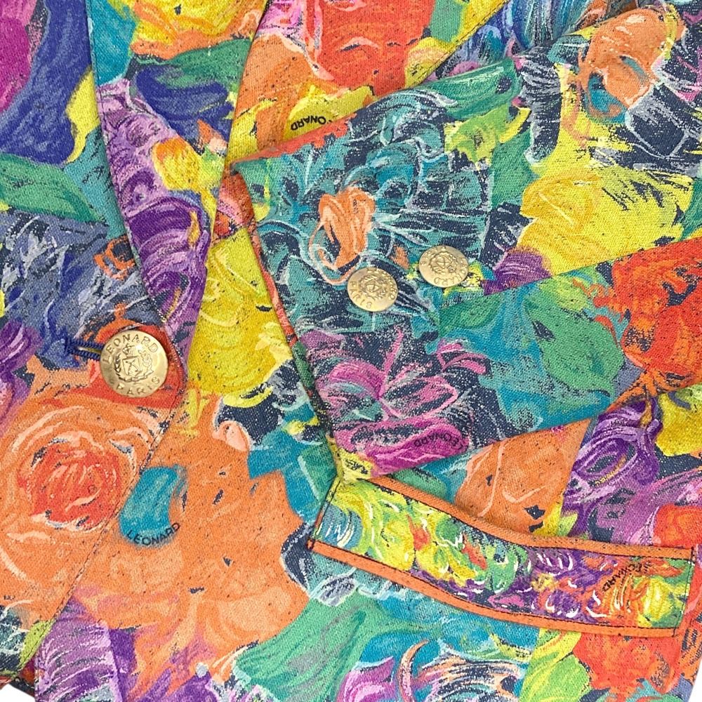 良品 LEONARD レオナール フラワーペイント シルク デニムジャケット