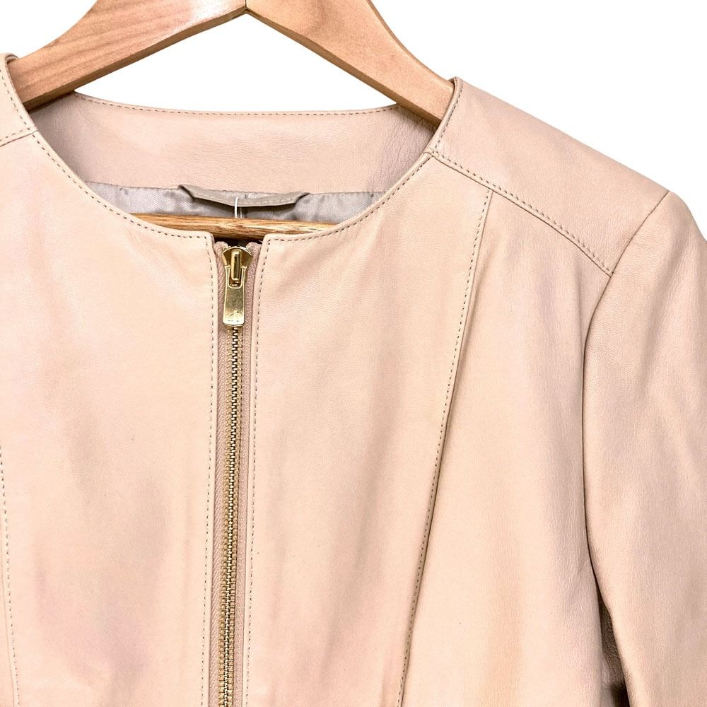 美品 ANAYI アナイ ペプラム ラムレザー ノーカラージャケット サイズ