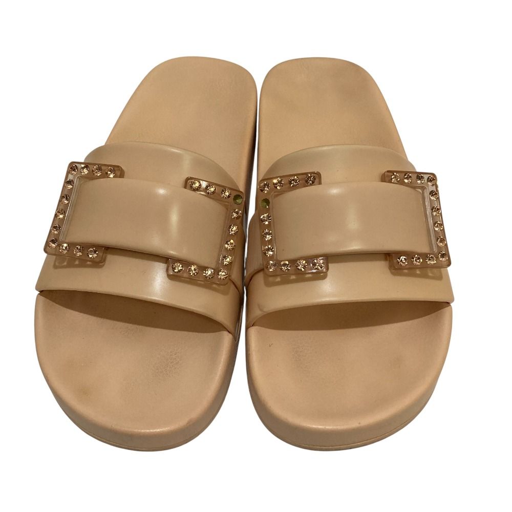 セルジオロッシ sr twenty サンダル エナメル ベージュ サイズ37 sergio rossi セルジオロッシ SR JELLY ビジュー スライドサンダル