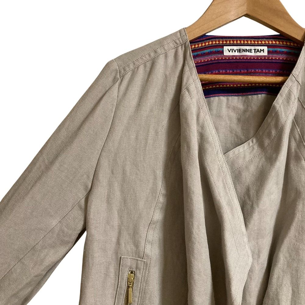 美品 VIVIENNE TAM ヴィヴィアンタム リネン カシュクール ノーカラー