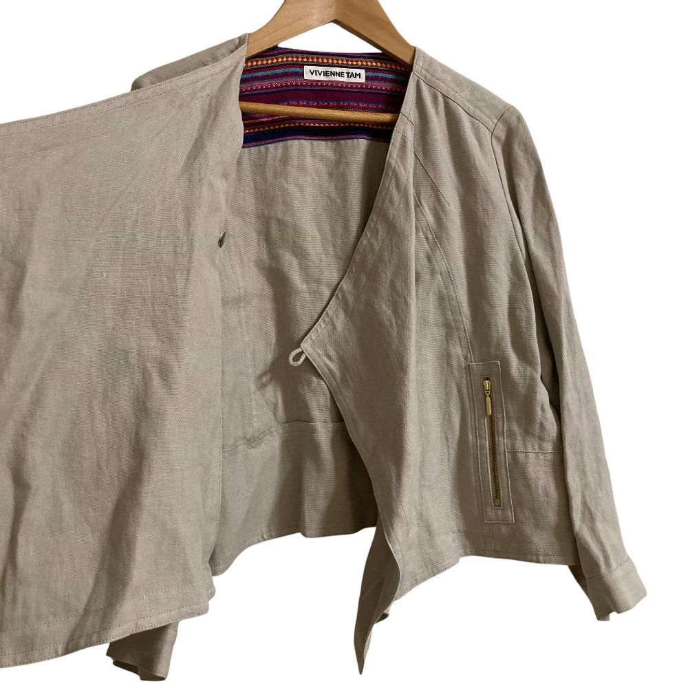 美品 VIVIENNE TAM ヴィヴィアンタム リネン カシュクール ノーカラー