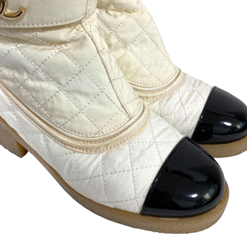 良品 CHANEL シャネル マトラッセ ターンロック ボア ショートブーツ