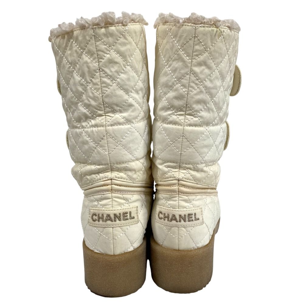 良品 CHANEL シャネル マトラッセ ターンロック ボア ショートブーツ