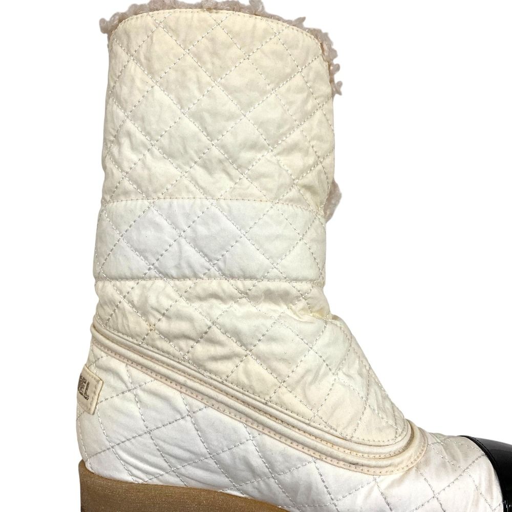 良品 CHANEL シャネル マトラッセ ターンロック ボア ショートブーツ