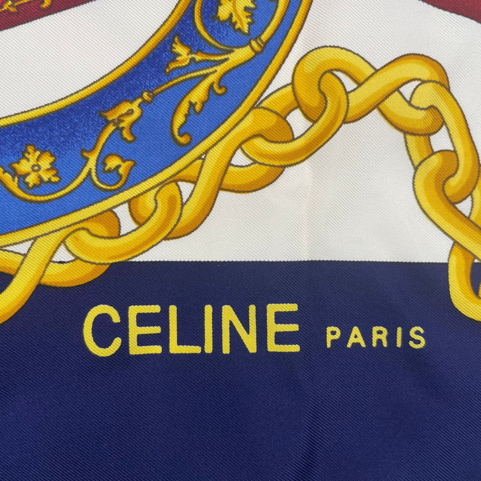 美品 CELINE セリーヌ スカーフ シルク 馬車柄 ネイビー - メルカリ