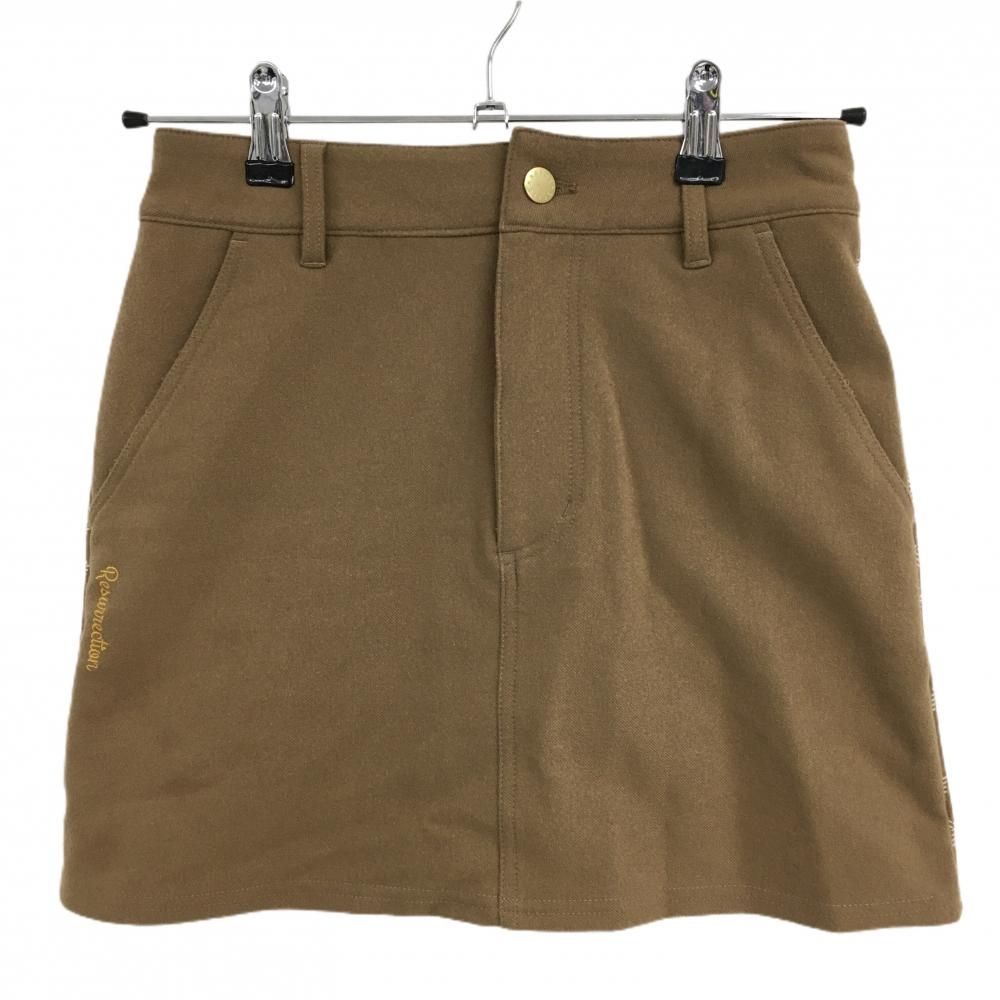 レザレクション スカート ブラウン×白 後ろ総柄 裏微起毛 レディース