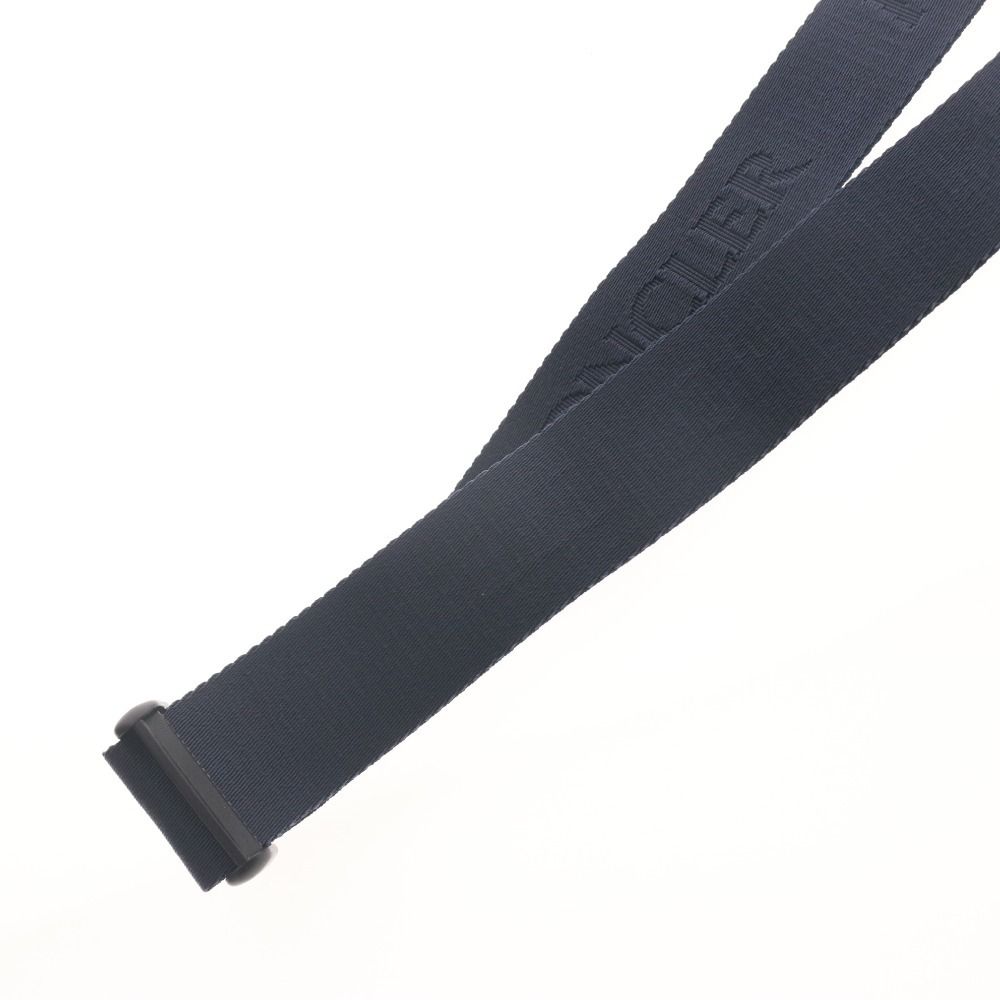 □ モンクレール ベルト ロゴ シルバーバックル メンズ ネイビー