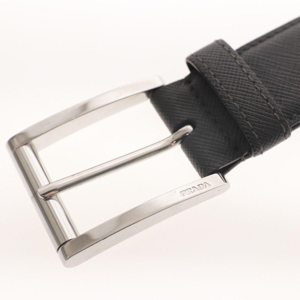 PRADA プラダ ベルト 2CC057 9 ロゴ シルバー バックル グレー □ プラダ ベルト 2CC057 9 ロゴ シルバーバックル メンズ 38/96