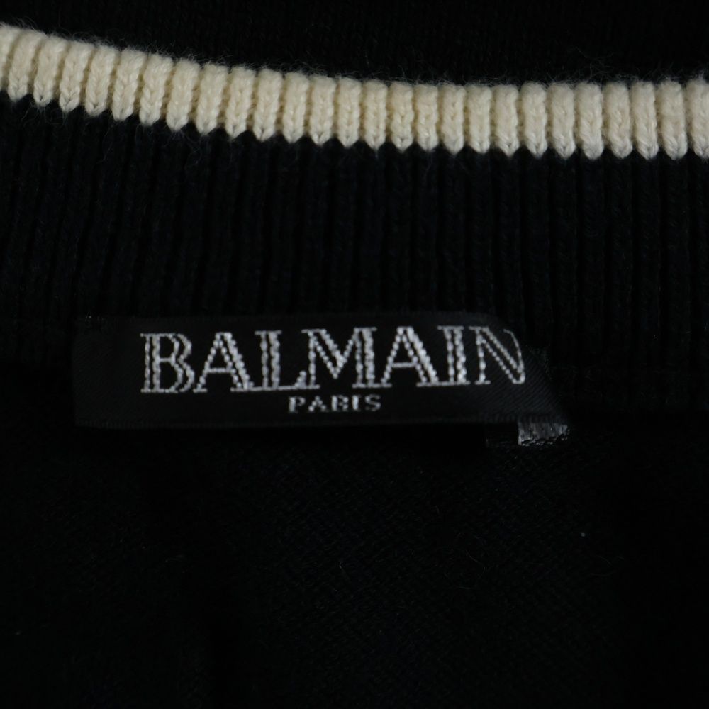 BALMAIN (バルマン) フロントロゴ クルーネックニットセーター BALMAIN (バルマン) フロントロゴ クルーネックニットセーター