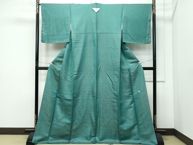 平和屋本店○最高級 久保田一竹 幻の辻が花 色無地 木賊色 金通し地