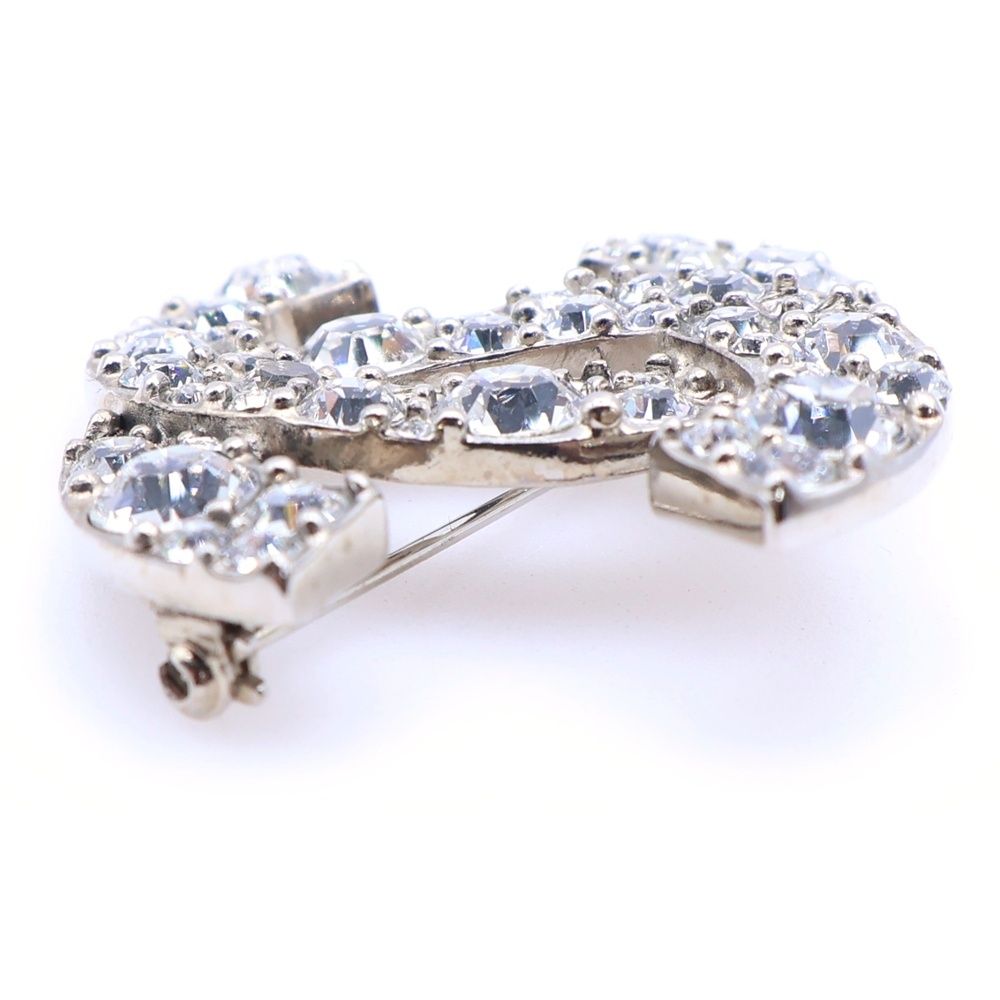 CHANEL (シャネル) ココマーク ラインストーン ブローチ シルバー