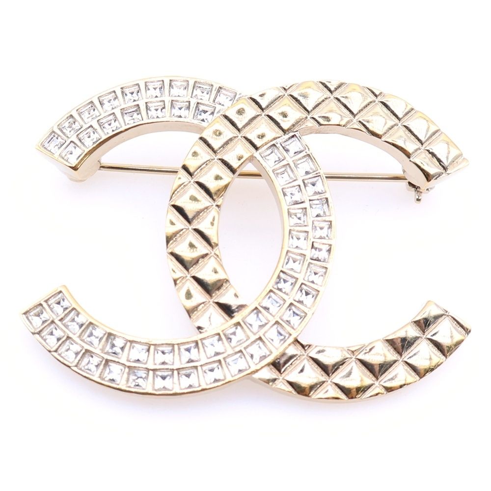 CHANEL (シャネル) シャネル ココマーク ラインストーン ブローチ