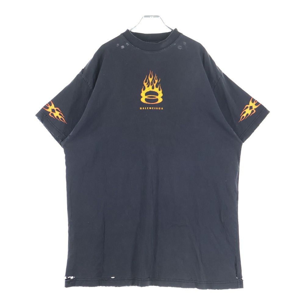 BALENCIAGA (バレンシアガ) 24SS ユーズド加工 フレイムロゴ オーバー