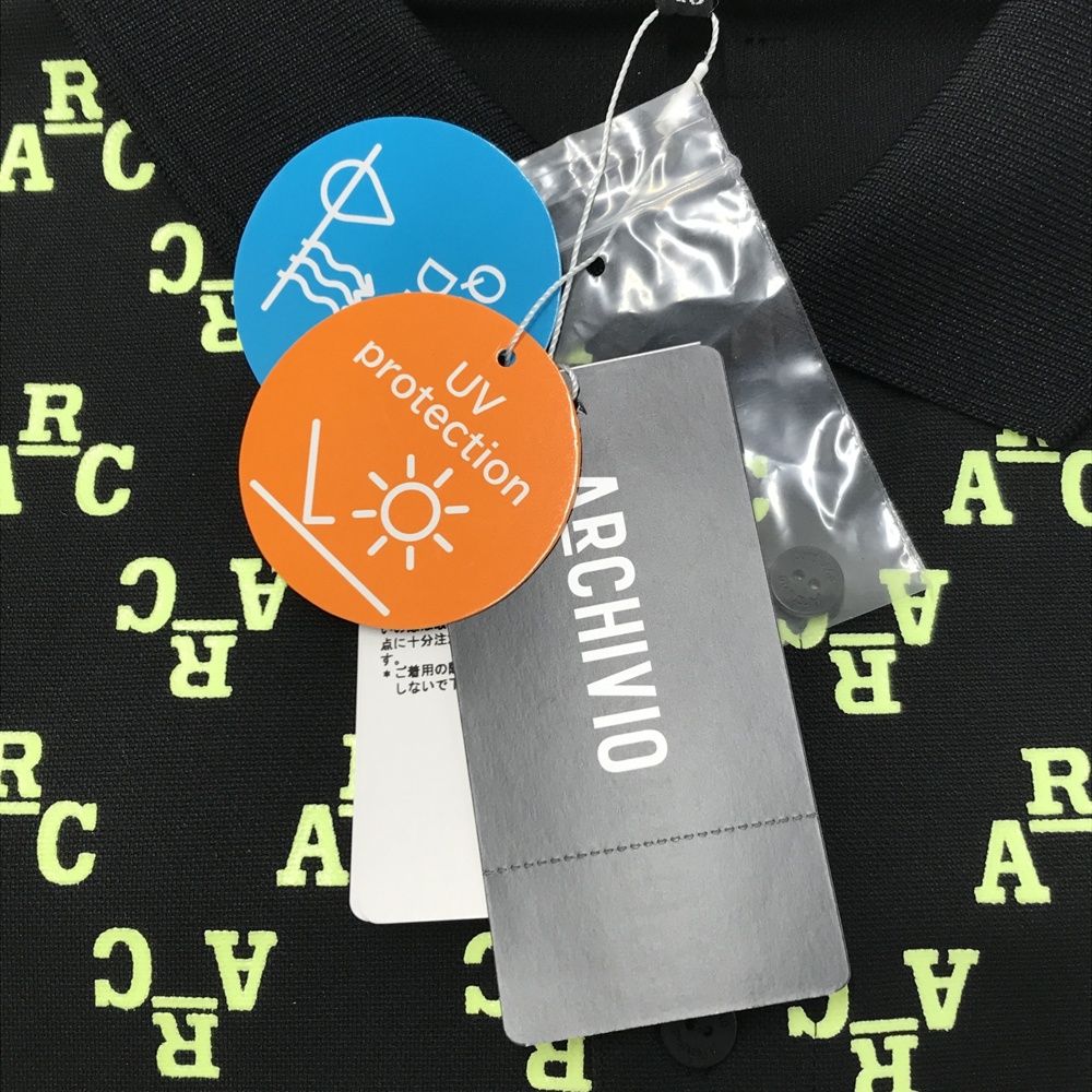 サイズ：48 ARCHIVIO アルチビオ 半袖ポロシャツ 総柄 ブラック系