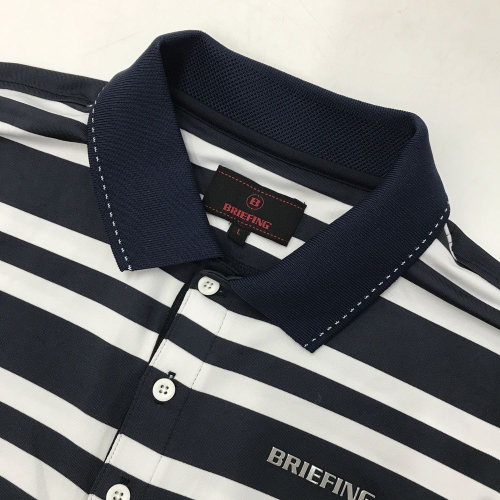 新品！BRIEFING ゴルフポロシャツ ネイビーXL サイズ：L BRIEFING GOLF ブリーフィング 半袖ポロシャツ ボーダー柄