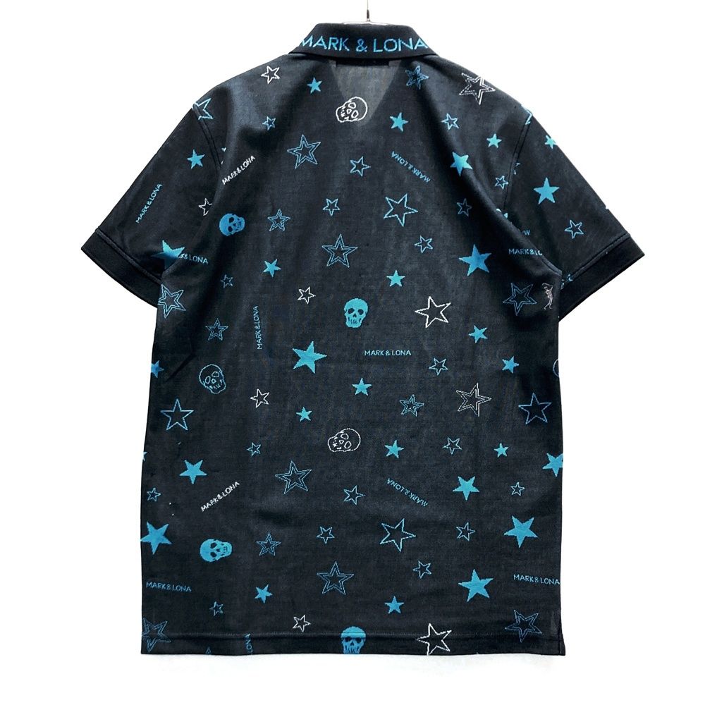 サイズ：M MARK&LONA マークアンドロナ 半袖ポロシャツ 星 スカル 総柄
