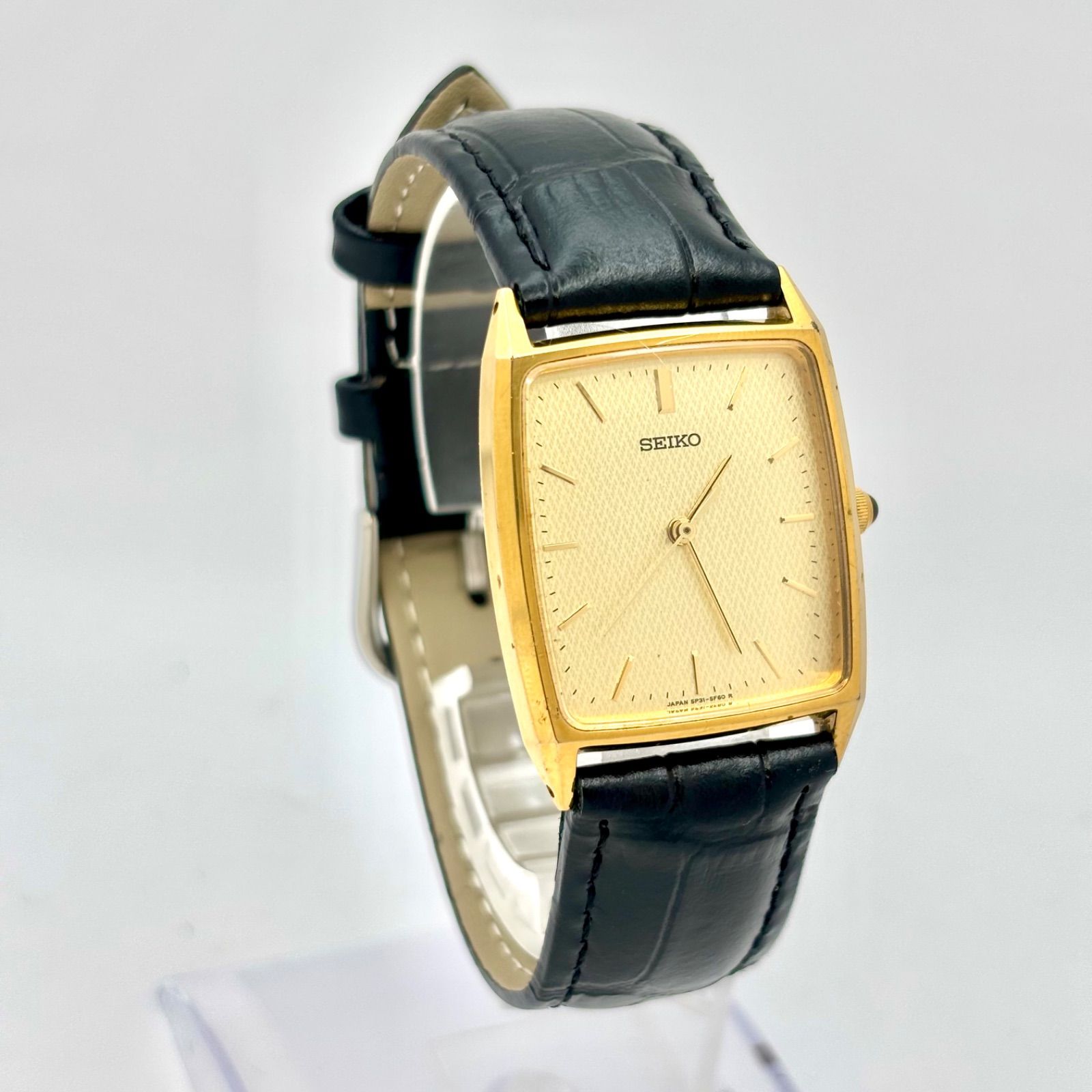 新品電池】SEIKO セイコー メンズ 腕時計 ゴールド レクタンギュラー 