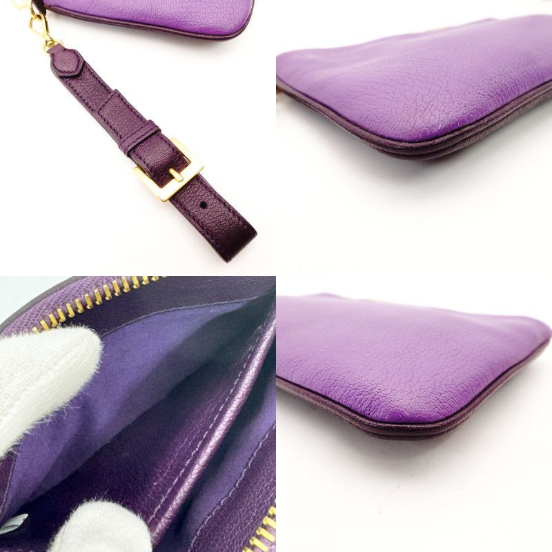 ミュウミュウ MIU MIU レザーポーチ パープル クラッチバッグ 紫