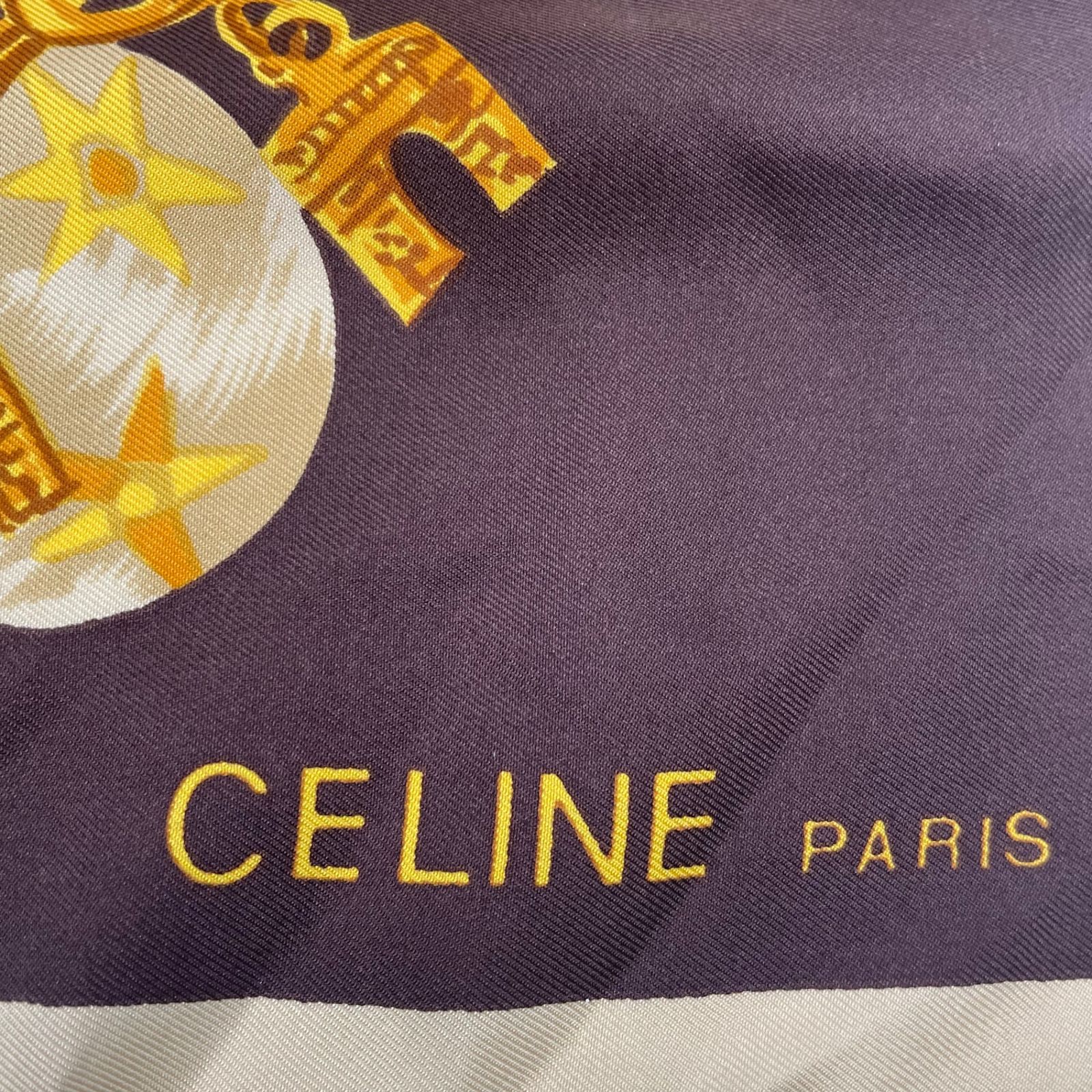美品 CELINE セリーヌ スカーフ シルク チェーン ジュエリー ブラウン