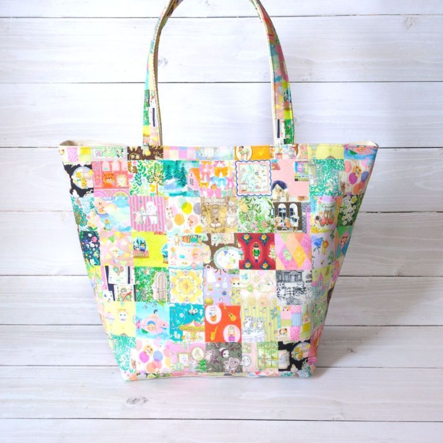 ユキエモン☆肩掛けトートバッグ（アニバーサリーパッチワーク