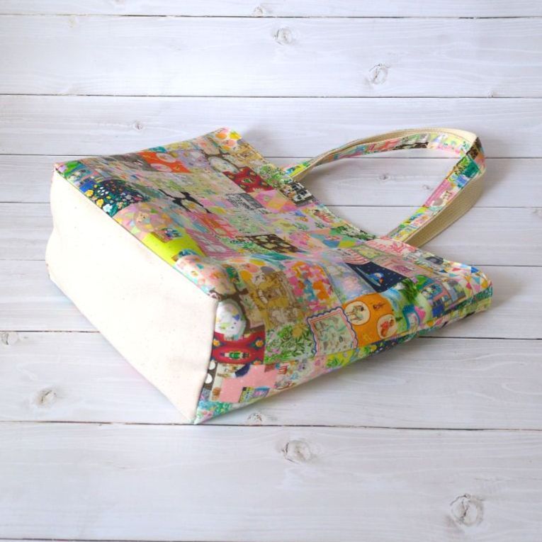 ユキエモン☆肩掛けトートバッグ（アニバーサリーパッチワーク