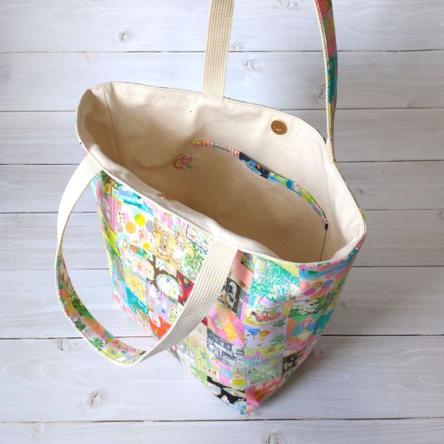 ユキエモン☆肩掛けトートバッグ（アニバーサリーパッチワーク