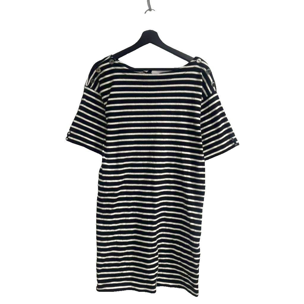 ヨーコ チャン YOKO CHAN サイズ36 S - 黒×白 レディース クルーネック/半袖/ひざ丈/ 黒と白のひざ丈半袖ワンピース 36