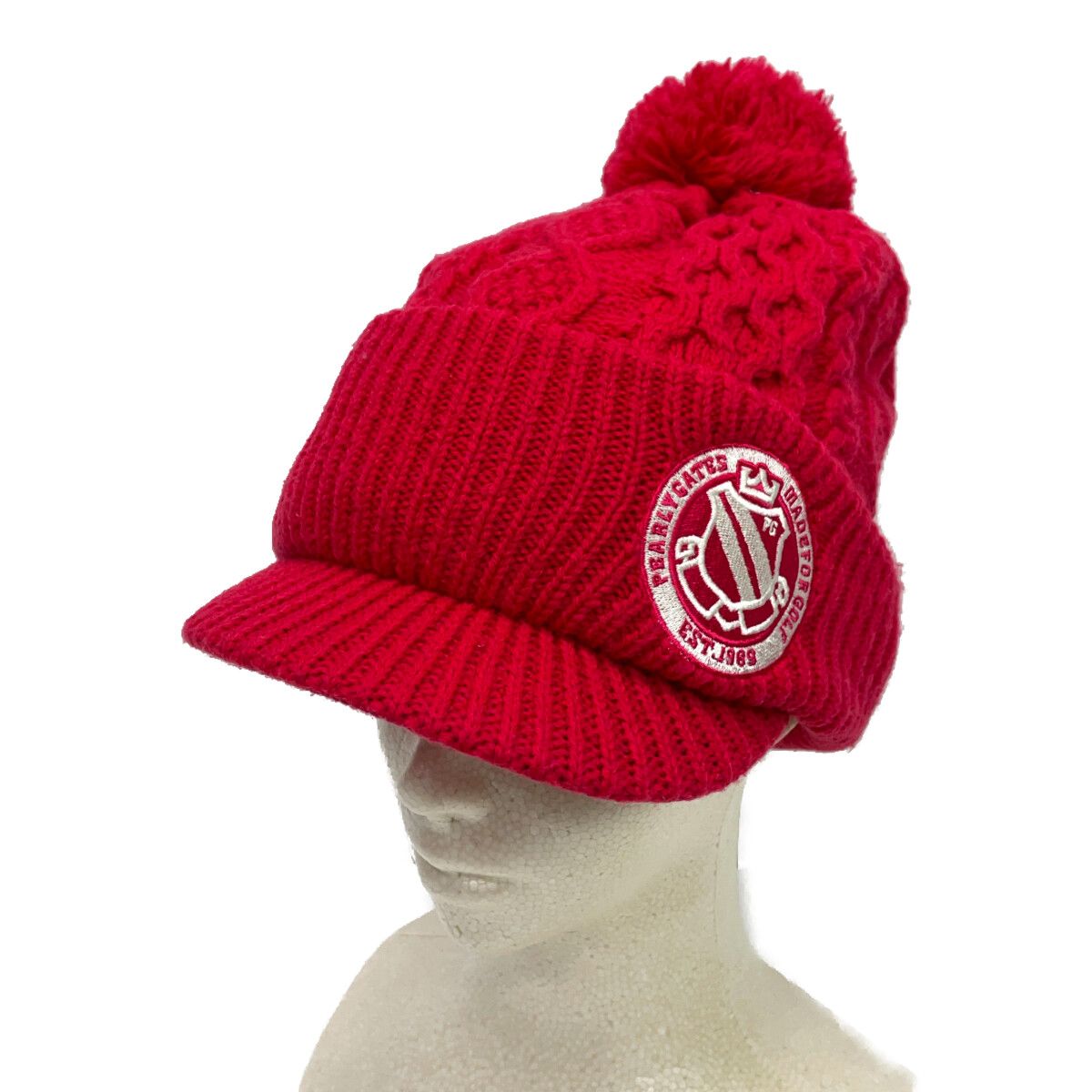 中古 パーリーゲイツ PEARLY GATES つば付ニット帽 フリー ピンク