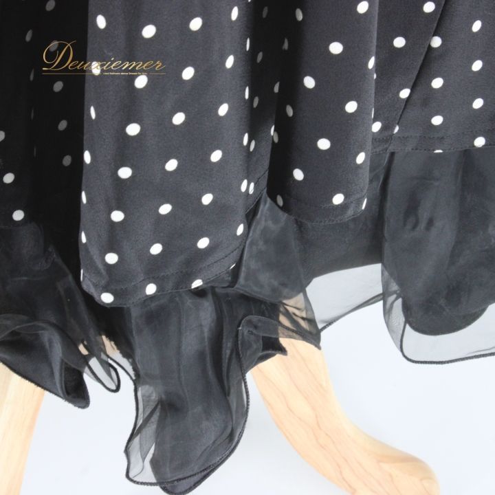 社交ダンス衣装 スカート レディース サンシアルファ 白 ドット 水玉