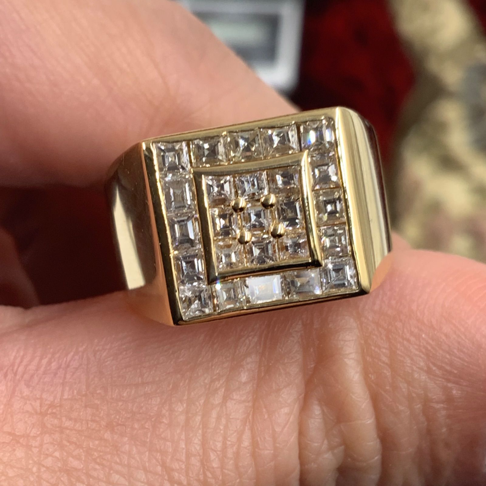 K18 750 印台ダイヤリング 1.35ct 8.7g 約16号 - メルカリ