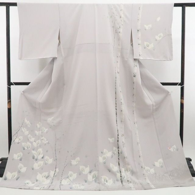 ❁tomihisa❁新品 水芭蕉 落款 着物 正絹 仕付け糸付 作家物”清らかな