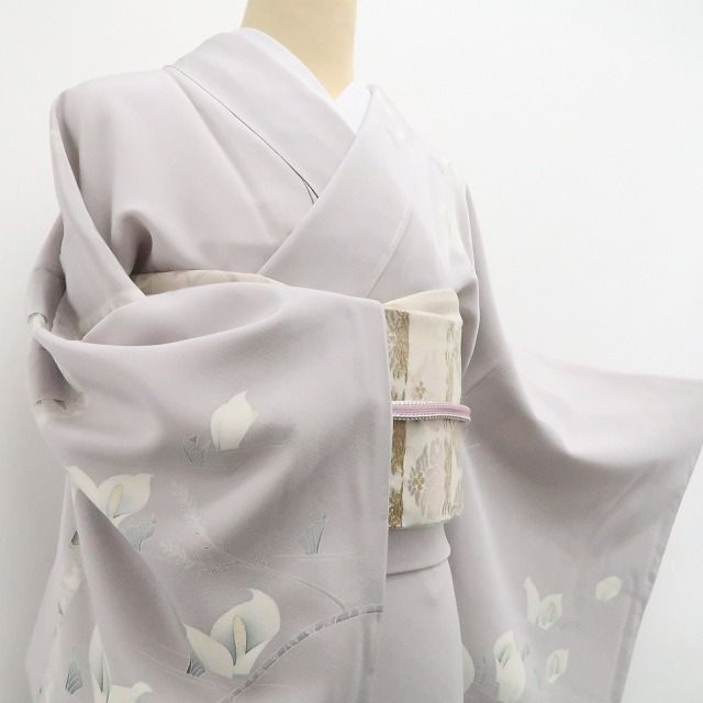 ❁tomihisa❁新品 水芭蕉 落款 着物 正絹 仕付け糸付 作家物”清らかな