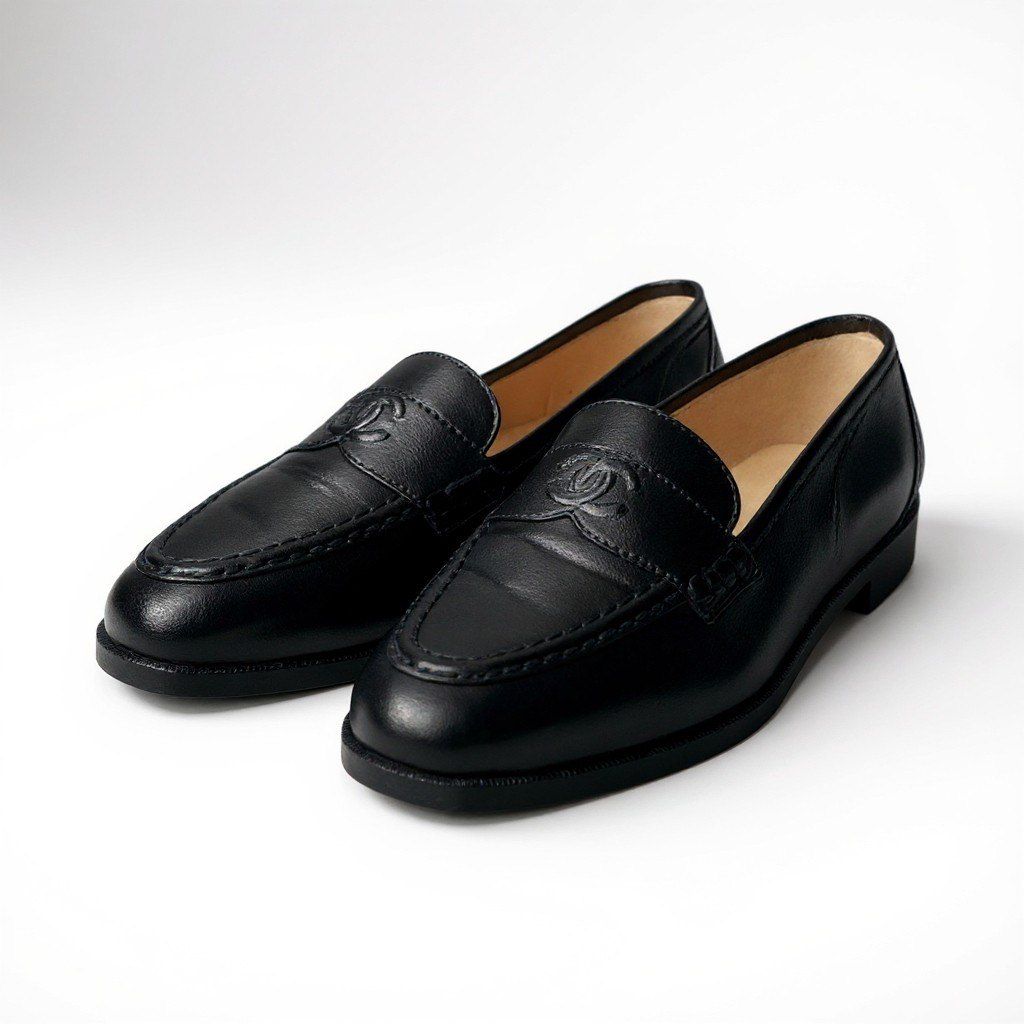 1b2 【美品】CHANEL シャネル 1996年AW ココマーク レザーローファー