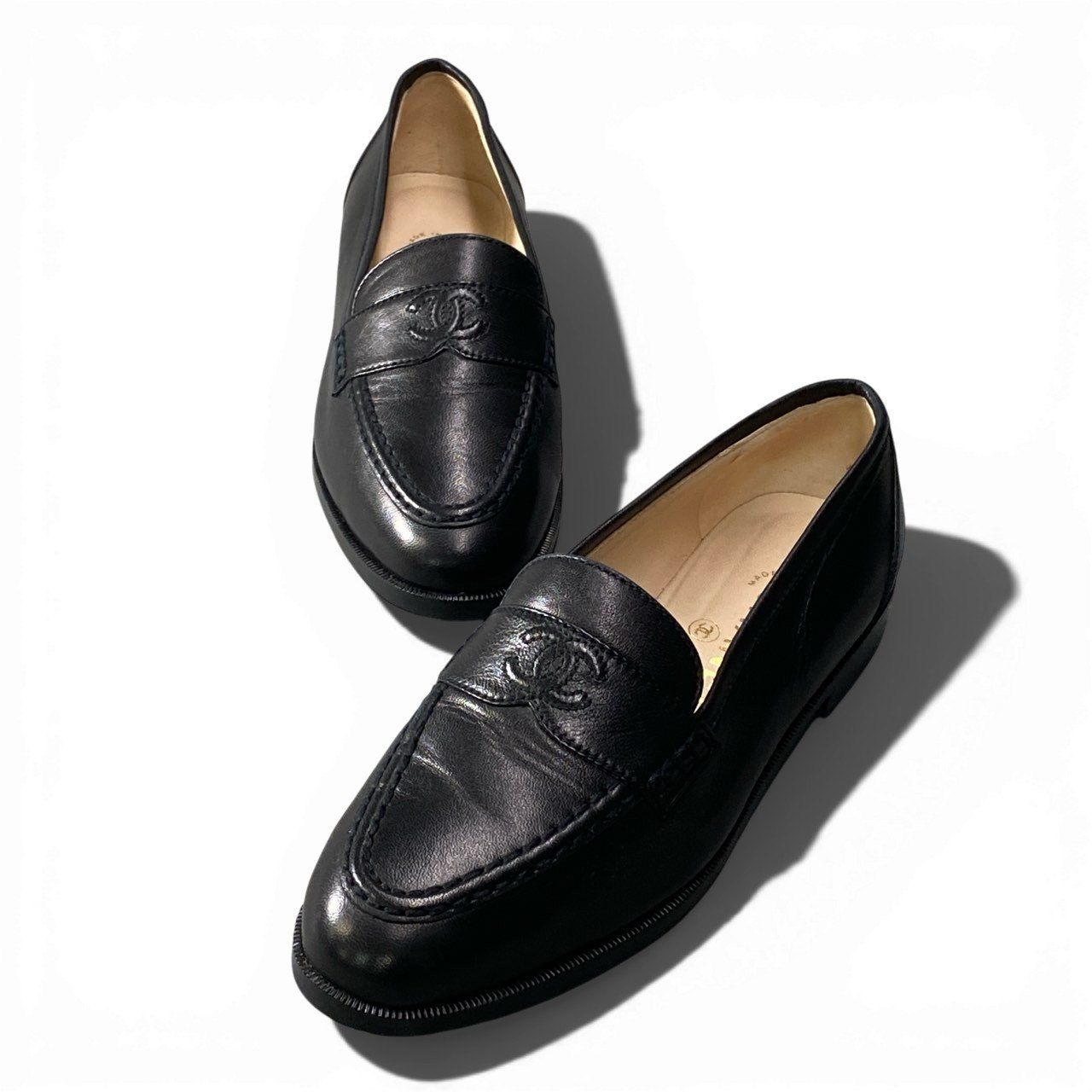 1b2 【美品】CHANEL シャネル 1996年AW ココマーク レザーローファー