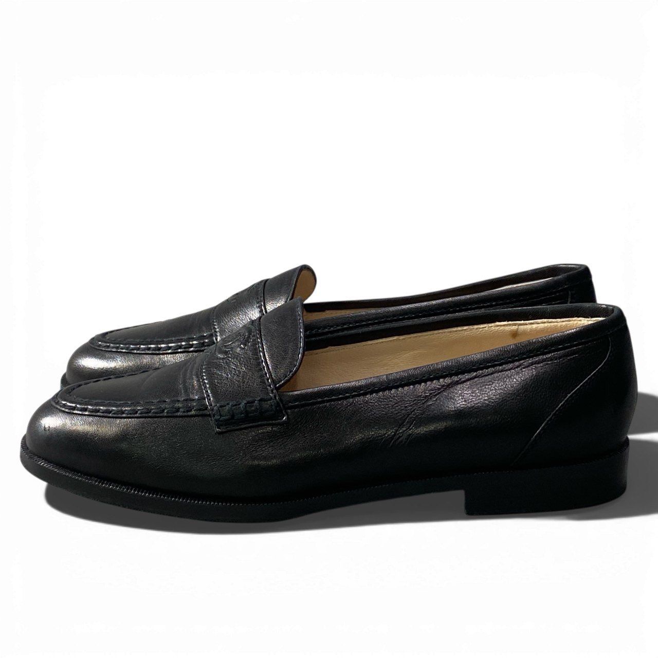 1b2 【美品】CHANEL シャネル 1996年AW ココマーク レザーローファー